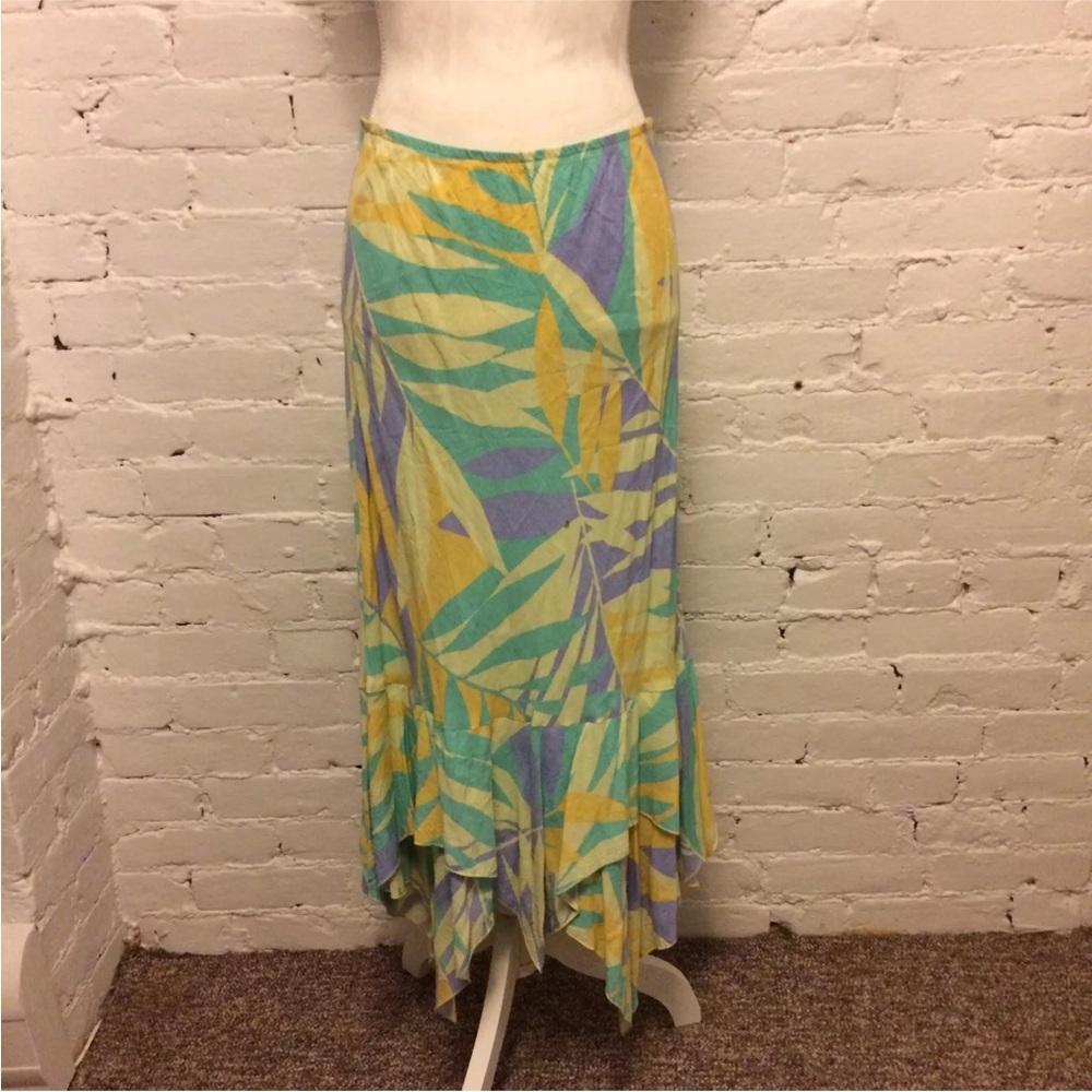 Jam’s World ruffle hem midi skirt purple floral print size xl